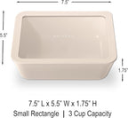 Ceramic Coated Glass Food Storage Container | No PTFE, PFOA, PFAS, and BPA | Reusable Non Toxic Meal Prep Container with Glass Lid | Easy To Store | 3 Cup Rectangle [Crema]