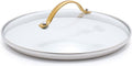 GreenPan 8" Tempered Glass Lid for Pots and Pans Cookware, Gold-Tone Handle with Matte Finish, Dishwasher and Oven Safe