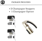 Imbibe & Indulge - Champagne Opener Tool and 2 Sparkling Wine Stopper - Zinc Alloy Champagne Opener, Ergonomic Lever Design + 2 Airtight Stoppers - Sparkling Wine Bottle Stopper, Champagne Accessories