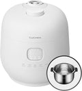 Cuchen 6-Cup Premium IH Pressure Rice Cooker with 304Ti Stainless Steel Inner Pot, Dual High/Non-Pressure Modes, Voice Guide & Auto Steam Clean, White (CRH-TWS0610PWUS)
