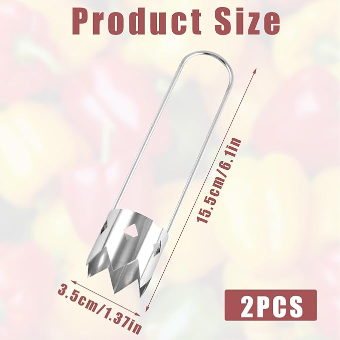 2 Pcs Pepper Corer,Multifunctional Fruit And Vegetable Core Remover,Stainless Steel Fruit And Vegetable Tool,Bell,Corer Tool Kitchen For Pepper, Pineapple, Pear, Apple Corer
