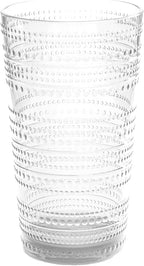 Beaded 16 oz Durable Acrylic Jumbo Drinking Glasses, Shatter-Resistant and Dishwasher-Safe Indoor/Outdoor Drinkware, Ideal for Water, Iced Tea, Juice, and Cocktails - Clear - Set of 6