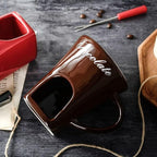 Chocolate Melting Mug With Candle, Ceramic Fondue Mug Meltie Cup, Melting Love Cup, Ideal Gifts For Christmas, Birthday, Wedding (Brown+Red)