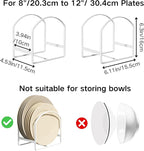 2 Pack Kitchen Plate Holder Organizer for Cabinet Space Saver Dinner Dish Storage Rack Upright Dish Drying Racks Metal Plate Dish Racks Stand for Cupboard and Countertop Rustproof Large White