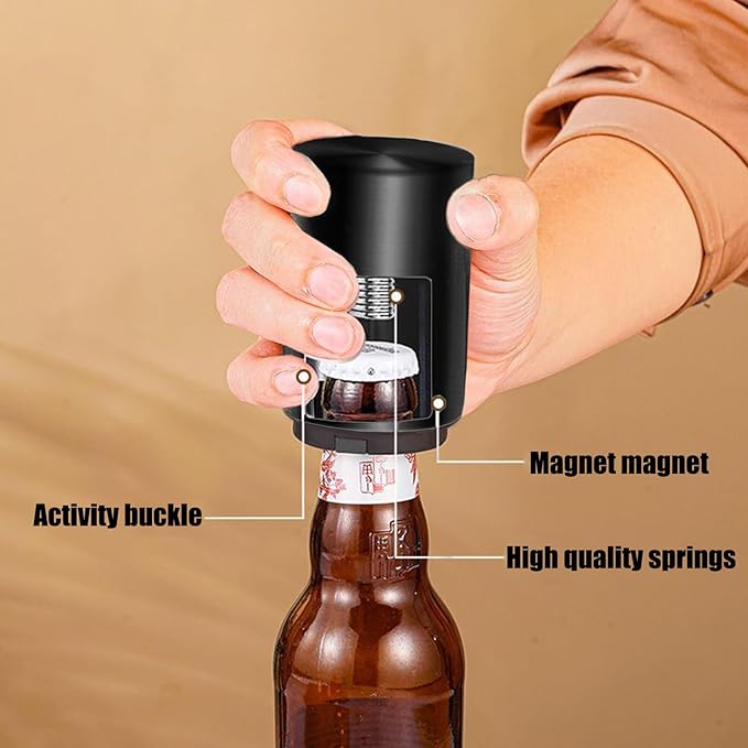 2PCS Automatic Bottle Opener - Down-Pop Off Beer Bottle Opener with Magnetic Cap Catcher, Home Bars Kitchen Cool Bartender Tools