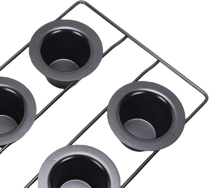 6 Cup Popover Pan, Non Stick Carbon Steel Bakeware, Wire Rack Baking Pan with Even Baking Function, Ideal for Popovers & Muffins