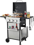3-Burner Propane Gas BBQ Grill with Plate, 36900 BTU 2 in 1 Propane Griddle Grill Combo with 2 Foldable Side Table for Outdoor Cooking Camping Patio Backyard (3 burner +griddle)