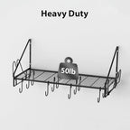 VyGrow 28 Inch Pot Rack Wall Mounted, Pots and Pans Organizer with 12 Hooks and 2 Pot Lid Holders, Heavy Duty Steel Pot and Pan Hanger for Kitchen Cookware Utensils Storage 34.7" Lx13 Wx12.6 H