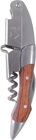 Professional Waiters Corkscrew, Wine Opener with Foil Cutter and Cap Remover, Stainless Steel Wine Key for Servers, Bartenders (Rosewood)