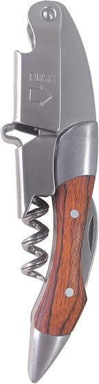 Professional Waiters Corkscrew, Wine Opener with Foil Cutter and Cap Remover, Stainless Steel Wine Key for Servers, Bartenders (Rosewood)