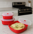 Reston Lloyd Nesting Microwave Containers, Set of 3, Adjustable Steam Vents, Airtight, Meal Prep, Durable BPA-Free Plastic- Freezer & Dishwasher Safe, Cookware & Food Storage, Anyday Cookware, Indigo