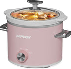 SUNVIVIPRO Small Slow Cooker with Removable Ceramic Pot, Food Warmer with 3 Heating Settings & Dishwasher Safe Glass Lid, Pink