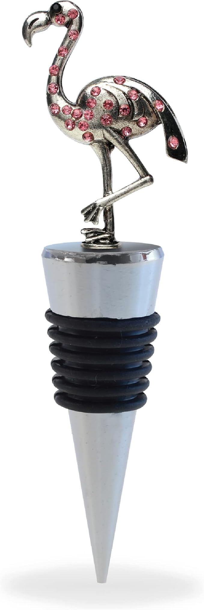 Cheers Flamingo Metal Wine Bottle Stopper - Elegant Vacuum Seal Reusable Flamingo Bird Wine Stopper with Airtight Leak Proof Bottle Topper, Unique Home Decor or Bar Tool Accessory Gift