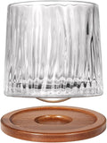 Rotatable Old Fashioned Glass Cup, 10oz/275ml Crystal Whiskey Glass, Wood Coaster, Thickening, Used as Rum Glass, Cocktail Cup, Coffee, Milk to Relax and Reduce Stress, Ideal Gift, Christmas gifts