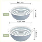 Colander Bowl Set of 2, Nesting Large Capacity Plastic Food Strainer for Pasta, Vegetables and Fruits Washing Draining Basket, Space Saving, BPA Free