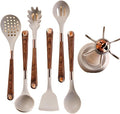 Kitchen Utensils Set,Cooking Utensils Set,Kitchen Utensils Set with Stand, 7pcs Silicone Cooking Utensils, Nonstick Pasta Spoons Skimmer Spatula Baking Kitchen Tools Gadgets(Khaki)