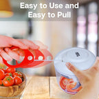Easy String Pull Food Chopper | Manual Food Processor for Chopping, Dicing, and Mixing | Compact, Portable, and BPA-Free | Ideal for Vegetables, Nuts, Salsa, and Salad