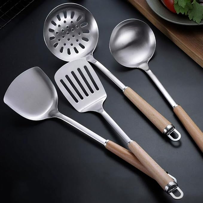 Kitchen Utensils Set，Cooking Utensils Kitchen Tools Gadgets Spoons for Cooking Spatulas 304 Stainless Steel Cooking Utensils Spatulas Spoons 4 Pieces