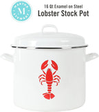 Martha Stewart 16-Quart Enamel on Steel Scratch-Resistant Lobster Stock Pot – Linen – Durable Large Capacity Pot for Boiling, Steaming & Seafood Cooking