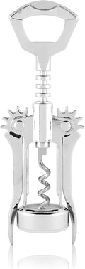 True Glider Winged Corkscrew Wine Opener with Foil Cutter, All in One Bottle Opener for Beers and Soft Drinks, Stainless Steel and Plastic with Sharp Screw, for Home Bar, Kitchen, Set of 1, Silver