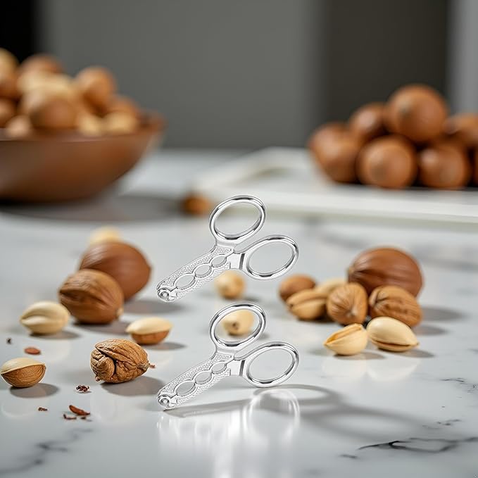 2Pcs Nut Crackers Nuts Pistachio Sheller Opener Kitchen Tools Stainless Steel Nutcracker Multi-Function Walnut Pine Sheller Opener Specialty Gadgets