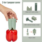 2PCS Pepper corer seed remover,Upgrade2 in 1 Fruit Pepper Seed Corer Remover,Quickly Cutting and Deseeding Bell Pepper Corer Tool for Vegetables Kitchen Gadget