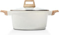 ESLITE LIFE Nonstick Stock Pot with Lid, 3 Quart Granite Casserole Small Soup Pot Pasta Cooking Pot, Induction Compatible, PTFE & PFOA Free, White