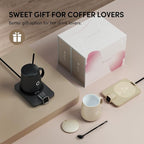 2Pcs Heated Coffee Mug Warmer & Mug Set - Heated Mug Warmer Plate with Auto Shut Off, 1°F Precise Electric Coffee Warmer Plate for Desk, Cool Valentine's Day Gift for Couple Women and Men