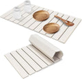 Extral Large Stone Dish Drying Mats for Kitchen Counter, 28"(L)×16"(W), Collapsible Quick Drying Dish Mats, Eco-Friendly Absorbent Diatomaceous Earth Mat for Dishes Cups Bottles, Match Any Countertop