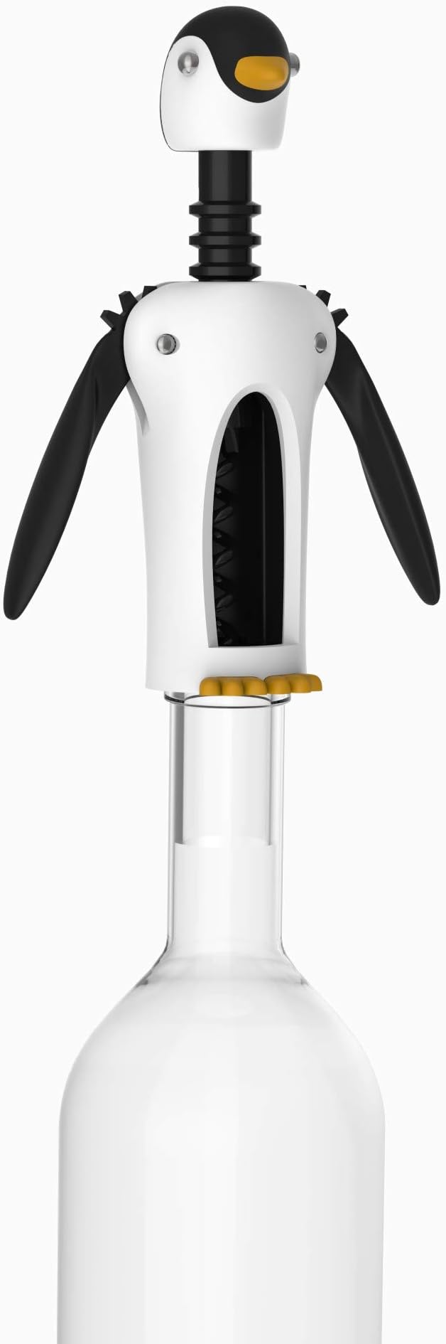True Zoo Kingsley the Penguin Corkscrew Wine Opener, Winged Design with Easy Grip Soft Touch Wings, Stainless Steel and Plastic with Sharp Screw for Wine Bottles, Home Bar, Kitchen, Novelty Gifts