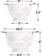 Rorence Powder Coated Steel Colanders: 3 Quart and 5 Quart Set of 2 - White