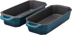 Flavehc Bread Pan Cast Iron Loaf Pan with Lid Bread Loaf Pan 13x5 Inch Enameled Cast Iron Sourdough Bread Pan,DarkCyan