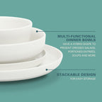 Gibson Home 16 Piece Ceramic Dinnerware Set for 4 – White Plates & Bowls