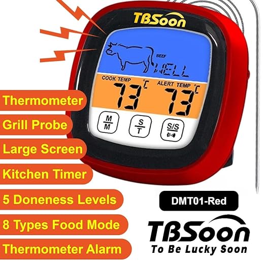 Multifunctional Digital Thermometer for Cooking,Food Thermometer+Thermometer Alarm+Kitchen Timer,Large Color Screen,Instant Read,Fast Response,grill bbq accessories,Kitchen Oven Meat Thermometer-DMT01