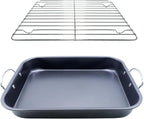 Turkey Roaster Pan - 16x13” Large Roasting Pan with Rack - Non-Stick Ceramic Coated - PTFE & PFOA Free - Oven & Stovetop Safe - Perfect for Juicy Holiday Turkeys