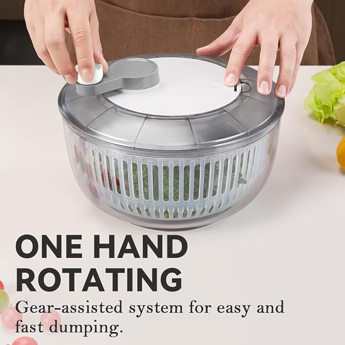 KEOUKE Salad Spinner and Vegetable Chopper Set with 3 Blades, 4.2Qt Large Bowl for Effortless Lettuce Drying, Onion Dicing, and Potato Cutting
