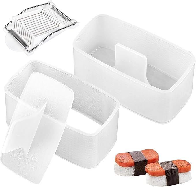 Musubi Mold Kit Musubi Maker Press 2 Pack with Luncheon Meat Slicer and Rice Paddle - Create Authentic Hawaiian Musubi at Home Non-Stick