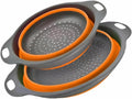 Silicone Colander Collapsible Strainers Set for Kitchen- 2 Pack (3Qt, 4Qt) -Over Home Draining Basket, Food Vegetables & Fruits-Dishwasher Safe, Space Saving Design (Orange)