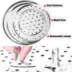 Round Stainless Steel Steamer Rack 7.6" 8.5" 9.33" 10.23" Inch Diameter Steaming Rack Stand Canner Canning Racks Stock Pot Steaming Tray Pressure Cooker Cooking Toast Bread Salad Baking (4 Pack)