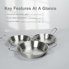 Au Gratin Dishes Stainless Steel, Specialty Gratins Pots and Pans, Cookware, Small Baking Dish with Handles, Set of 4, 20 Oz, for Oven Roasting, Individual portion, Pie (Silver, 7.5 Inch)