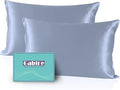 Mulberry Silk Pillowcases Set of 2, Both Sides Real Silk Pillow Covers for Hair and Skin Prevent Acne Pillowcase Organic Silk Pillowcase 2 Pack with Hidden Zipper, Dusty Blue, King (20"×36")
