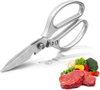 8.5" Kitchen Scissors for Food Chef Scissors Heavy Duty Culinary Scissor Full Metal Professional Sharp Kitchen Shears for Cooking Chicken Meat Pizza, Silver