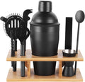 JNWINOG Cocktail Shaker Set Stainless Steel Bartending Kit 18.6oz Cocktail Bar Set Cocktail Mix Drink Making Kit Professional Bar and Home Drink Bar Tools for Bartender (Matte Black, 9Pcs)