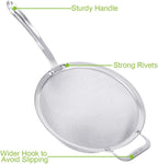 9" Large Mesh Strainer, Stainless Steel 18/8 Extra Fine Quinoa Sieve, with Solid Sturdy Handle, Flour Filter with Wider Hook