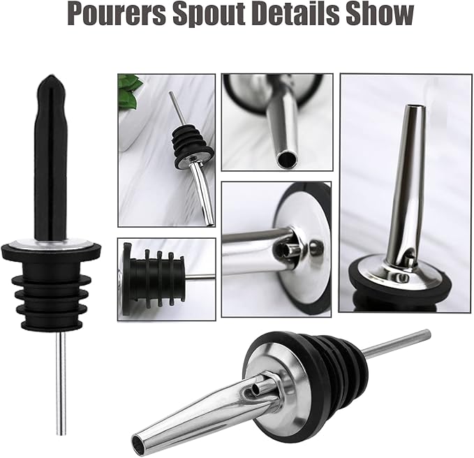 Pafusen 24 Pack Liquor Bottle Pourers, Liquor Pour Spout for Liquor Bottles, Stainless Steel Olive oil Dispenser Spout, Alcohol Pourer Spouts Dust Caps Long Covers, Gold