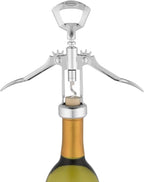 True Glider Winged Corkscrew Wine Opener with Foil Cutter, All in One Bottle Opener for Beers and Soft Drinks, Stainless Steel and Plastic with Sharp Screw, for Home Bar, Kitchen, Set of 1, Silver
