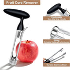 Apple Corer, Apple Corer Tool, Premium Stainless Steel Core Remover Tool with Ergonomic Non-Slip Handle, Sharp Serrated Blade for Easy Core Removal, For Apples, Pears and Bell Peppers(Black)