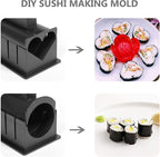 Garneck Sushi Making Molds Rice Roll Makers 10pcs Set Black DIY Onigiri Rice Ball Mold Kit for Home Kitchen Cooking Tools