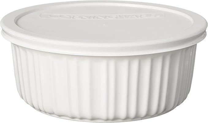 CorningWare French White 7-Pc Ceramic Bakeware Set with Lids Chip and Crack Resistant Stoneware Baking Dish, Microwave, Dishwasher, Oven, Freezer and Fridge Safe