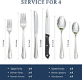 Astercook 24 Piece Stainless Steel Silverware Set for 4 – Flatware Set with Steak Knives